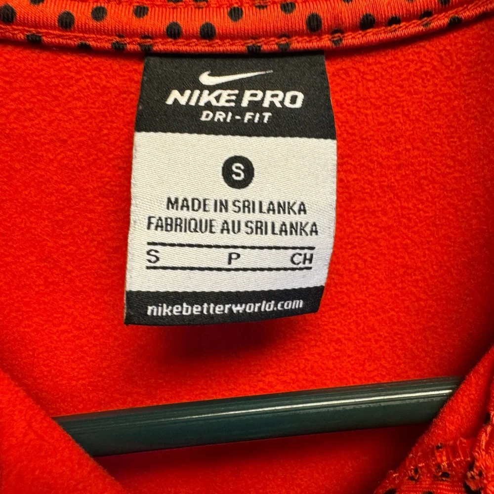 Nike Red and Black‎ Dotted Half-Zip Top. Nike pro dri fit.